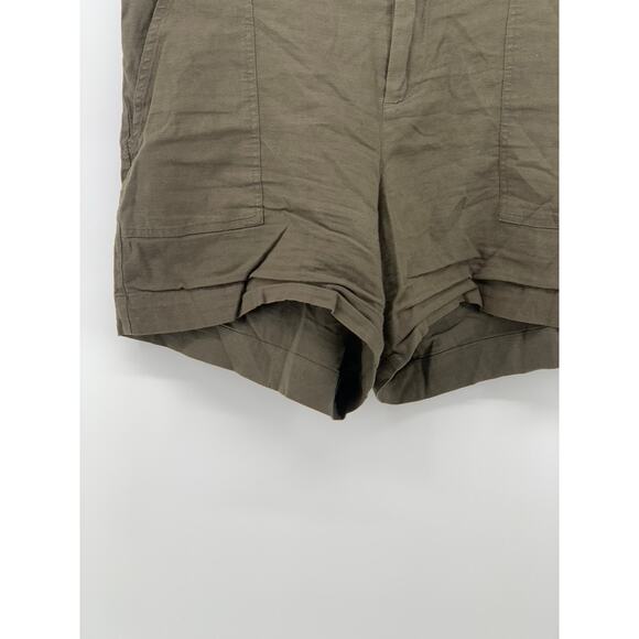 MATTY M Women's Olive Green Linen-Blend High-Waist Casual Shorts SZ M - Picture 6 of 11